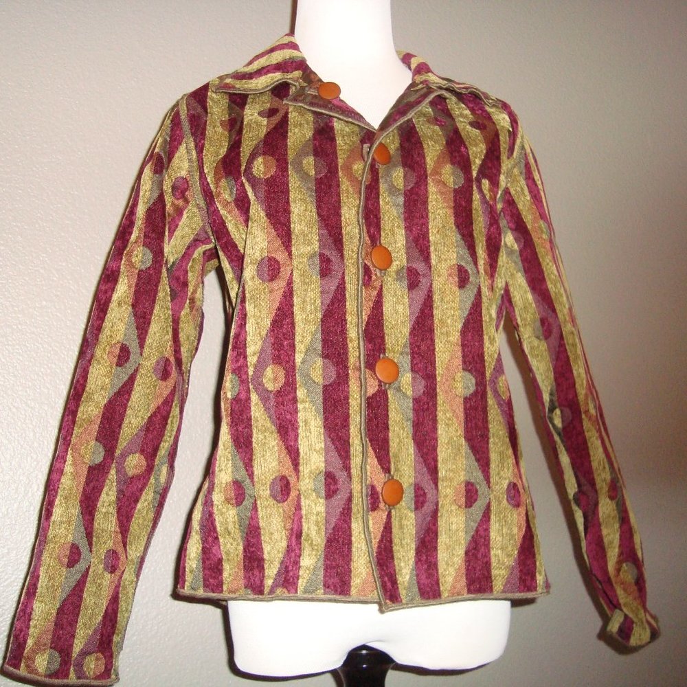 Reversible Winding River Button Front Jacket Gree… - image 1